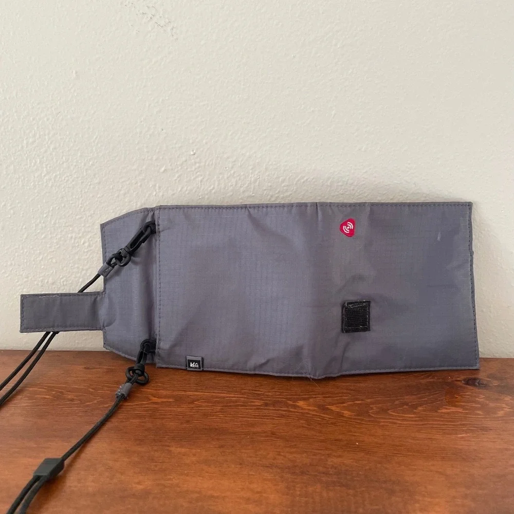 REI Canvas trifold RFID Wallet Passport Crossbody Bag‎ Pouch pockets ID Travel